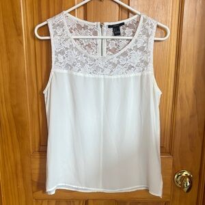 FOREVER 21 Soft, Flowy White Lace Women's Top